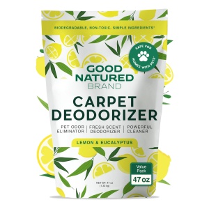 "Desodorante y Refrescante de Alfombras | 47 oz Eliminador de Olor y Orina de Mascotas | Aroma Fresco a Limón Natural y Eucalipto | Seguro para Hogares con Mascotas"