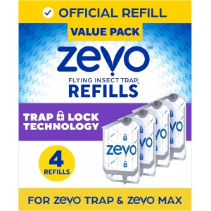 Recambios Zevo para Trampa de Moscas - Atrapa Moscas y Mosquitos (4 Piezas) - Fácil y Sin Desorden