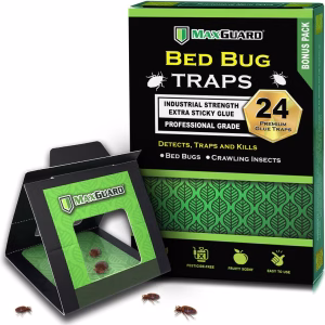 Trampas MaxGuard para chinches (24 trampas) Trampas de detección de chinches no tóxicas. Detecta, atrapa y elimina chinches y otros insectos rastreros como arañas, grillos, cucarachas y hormigas