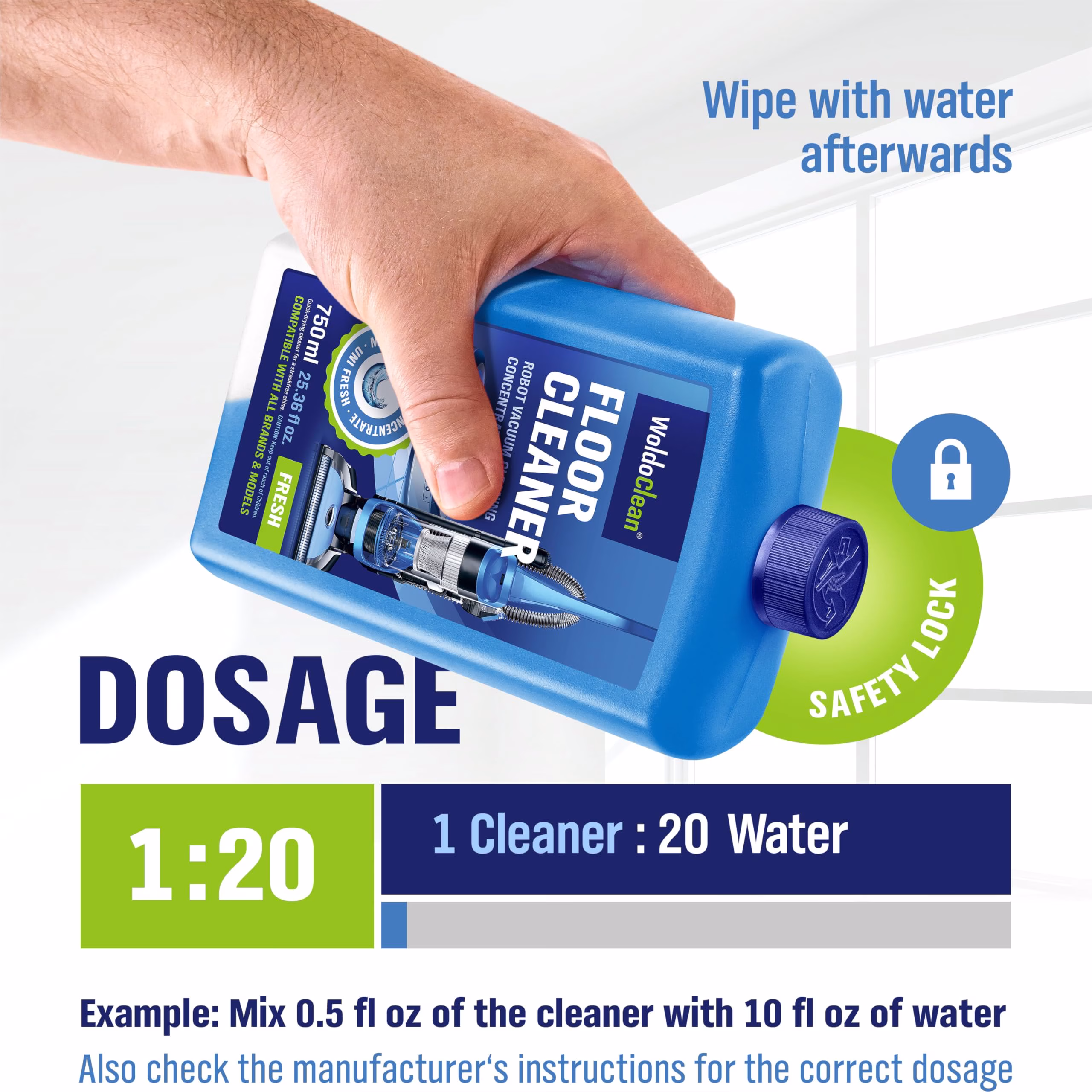 Limpiador para Pisos WoldoClean para robots aspiradores compatible con Roborock, Tineco, iFloor 750ml - Image 4