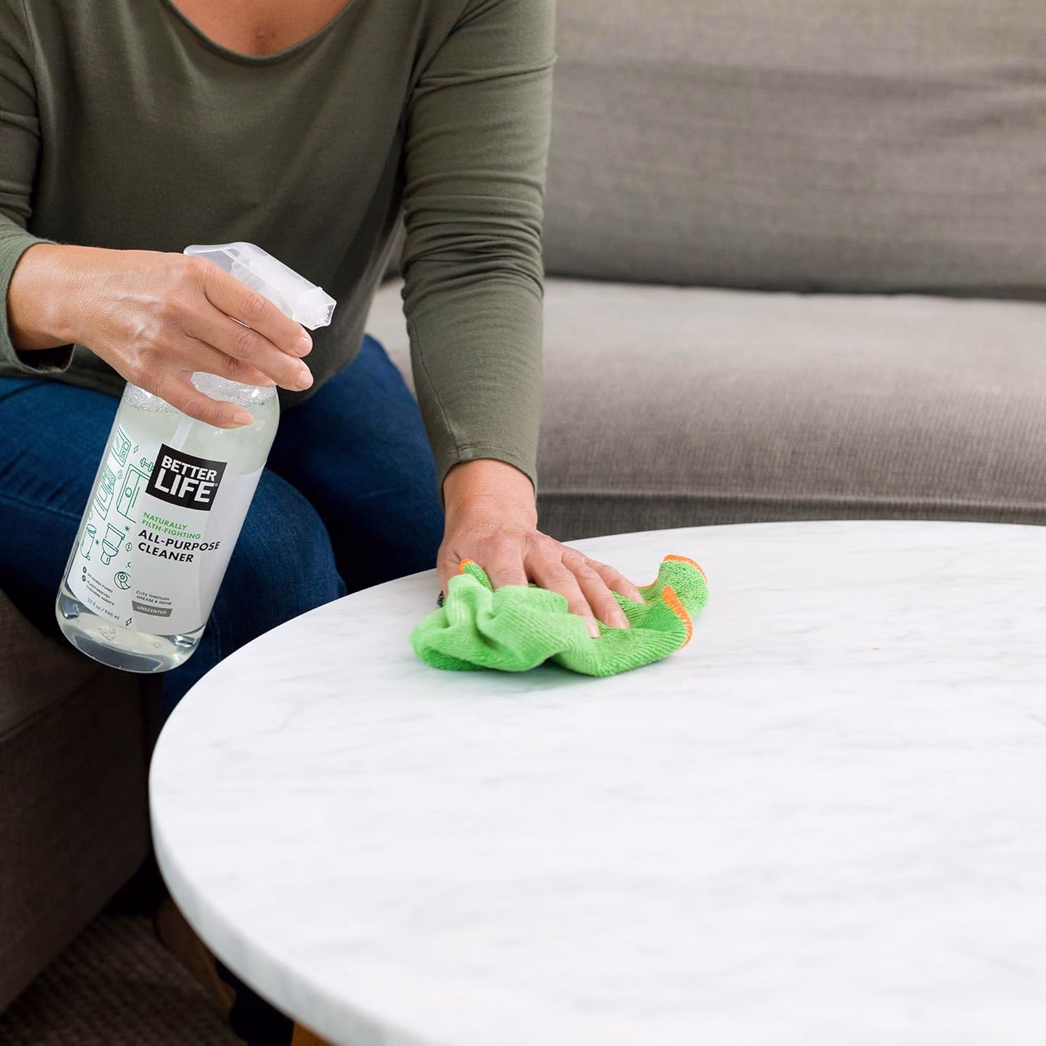 Limpiador todo uso para el hogar y la cocina Better Life - Spray multiusos para cristales, encimeras, electrodomésticos, tapicerías y más - Limpiador en spray para superficies múltiples - Galón de relleno sin aroma