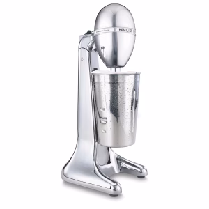 Hamilton Beach DrinkMaster, Batidor de Leche Retro y Espumador de Leche, 2 Velocidades, Vaso de Acero Inoxidable Extra Grande de 28 oz, Cromo Clásico