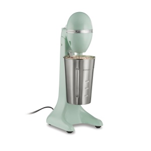 Batidora eléctrica Hamilton Beach DrinkMaster, mezcladora retro para batidos y espumadora de leche, 2 velocidades, taza de acero inoxidable extra grande de 28 oz, color menta
